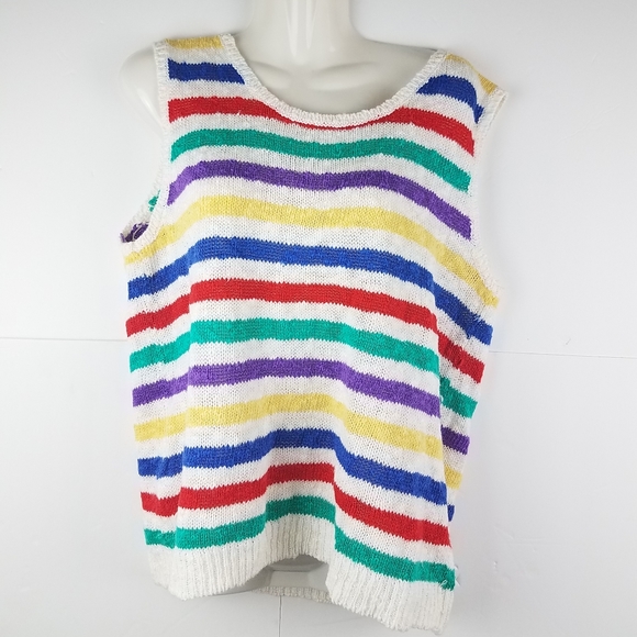 ESSEX FUNCTION TANK TOP STRIPED RAINBOW SZ L - Picture 2 of 8